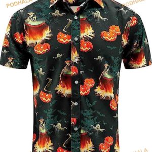 Halloween Pumpkins Funny Hawaiian Shirt, Halloween Pumpkin Aloha Shirt