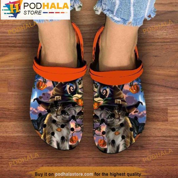Happy Halloween Pumpkin Cat 3D Crocs, Funny Crocs
