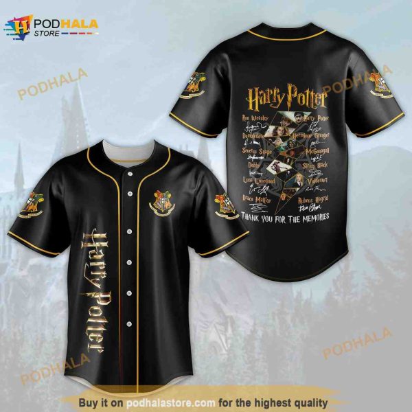 Harry Potter Characters Signature Hogwarts Thank You For The Memories 3D Baseball Jersey