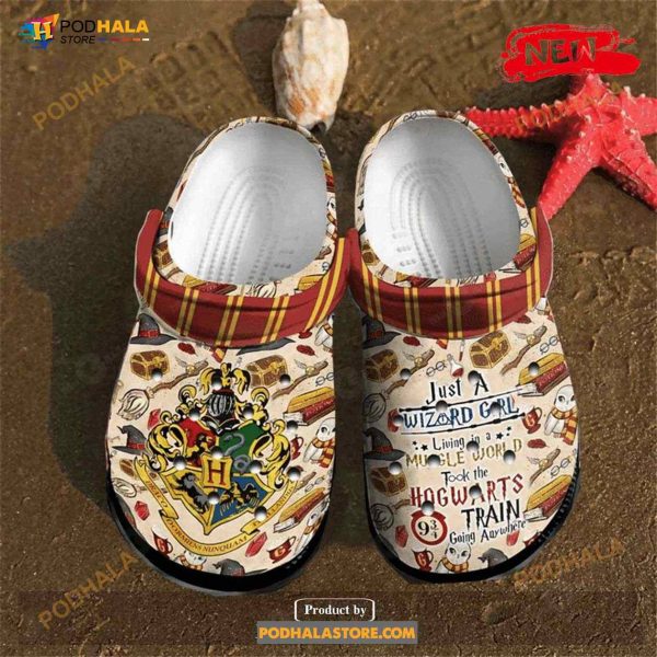 Harry Potter Fan Just A Wizard Girl Gift For Lover Rubber Crocs Crocband Clogs Comfy Footwear