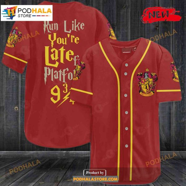 Harry Potter Run Like You’re Late For Platform 9 34 Gryffindor Baseball Jersey