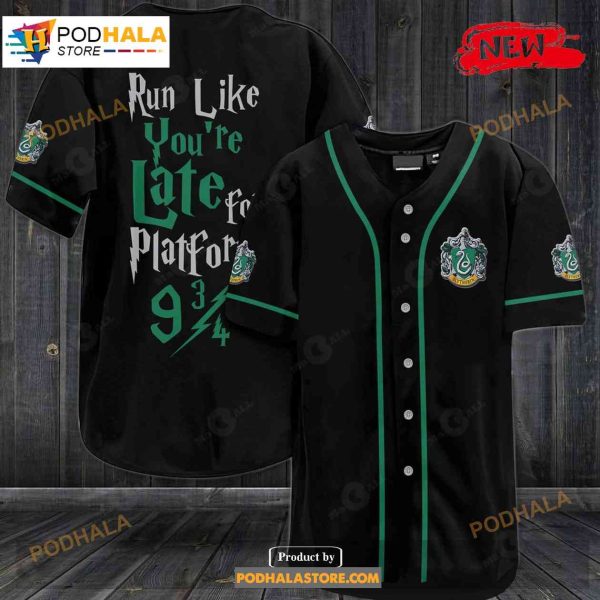 Harry Potter Run Like You’re Late For Platform 9 Slytherin Baseball Jersey
