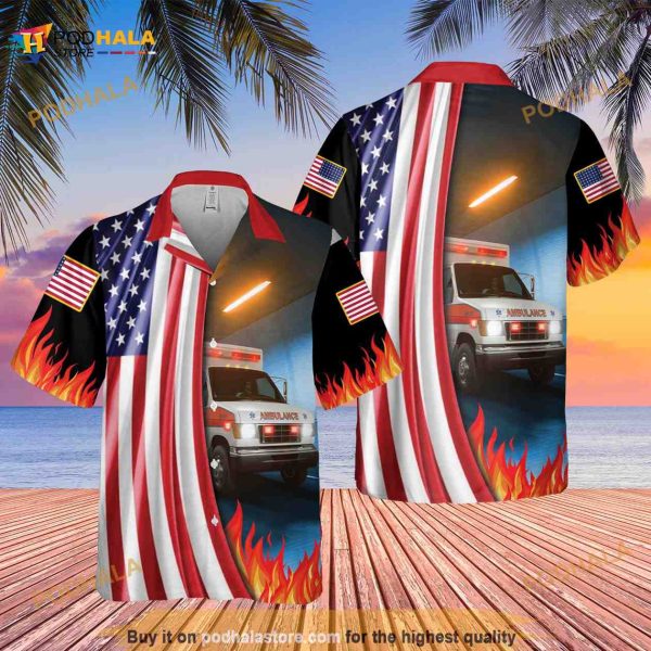 Hawaiian Emt Shirt, American Flag Shirt, Beach Holiday Hawaii Shirt,