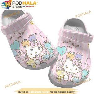 Hello Kitty And Tiny Chun Pink 3D Crocs Clog Shoes, Funny Crocs