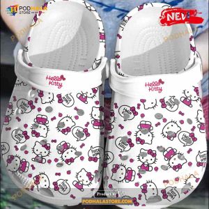 Hello Kitty So Cute Pink White Crocs Classic Clog Shoes