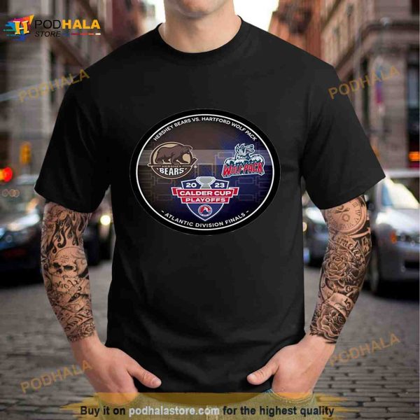 Hershey Bears vs. Hartford Wolf Pack 2023 Calder Cup Playoffs Dueling Souvenir Puck Shirt