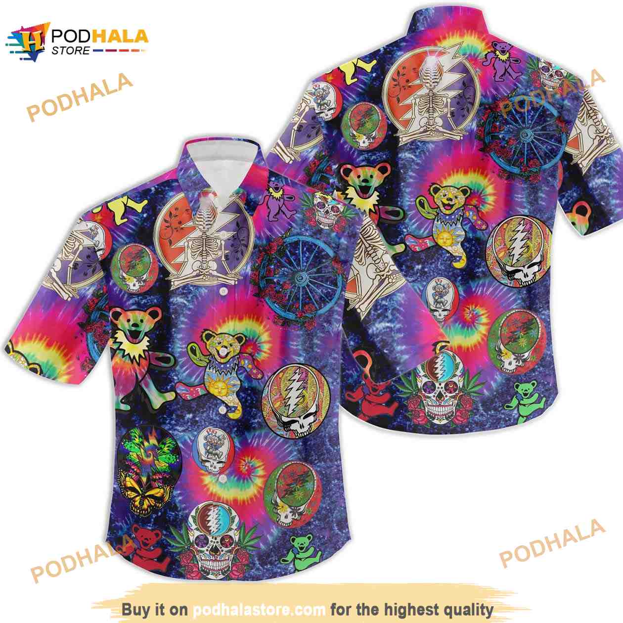 Grateful Dead Hawaiian Shirt Bears Vertical Tiedye Best Hawaiian Shirts -  Upfamilie Gifts Store