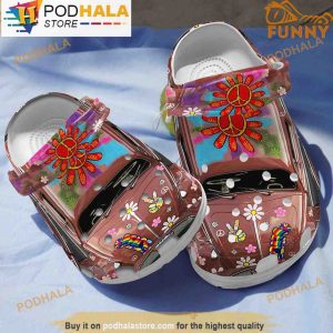 Hippie Car Flower 3D Crocs, Funny Crocs