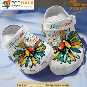 Hippie Flower 3D Crocs, Funny Crocs
