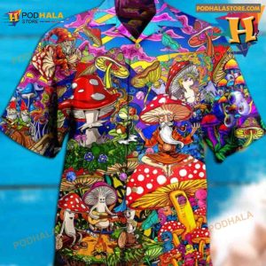 Hippie Mushroom Hawaiian Shirt, Mushroom Hawaiian Shirt