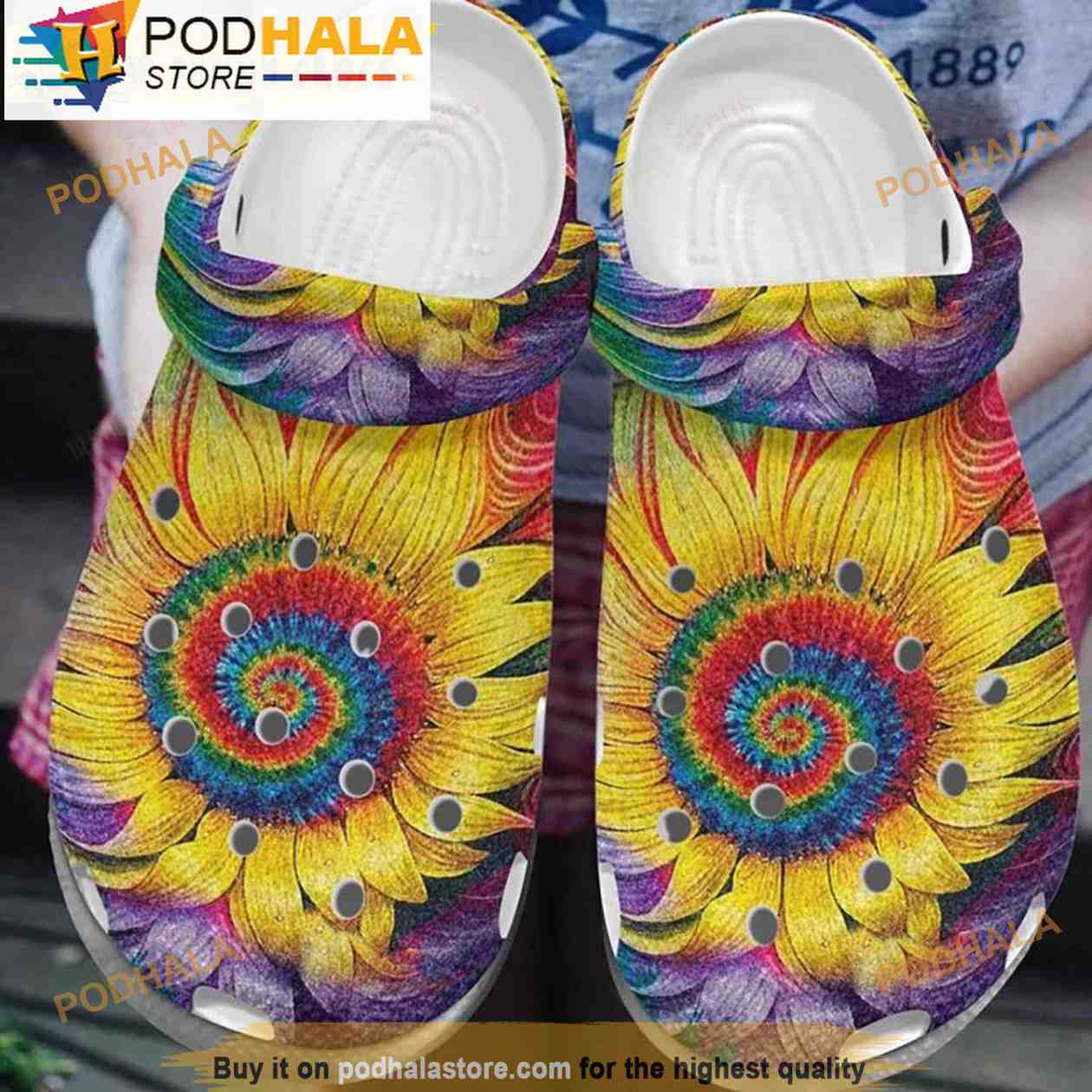 Hippie Colors Flower Crocs Clog Shoes