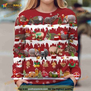 Hippo 3D Funny Ugly Sweater, Xmas Funny Gift For Women Men