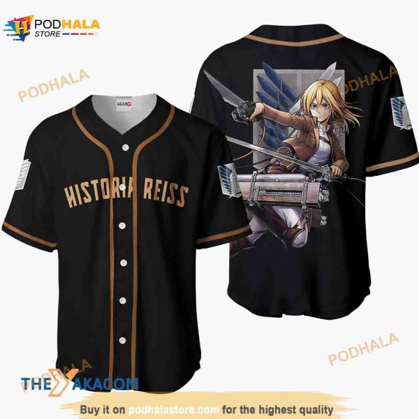 Historia Reiss Attack On Titan Anime 3D Baseball Jersey Shirt