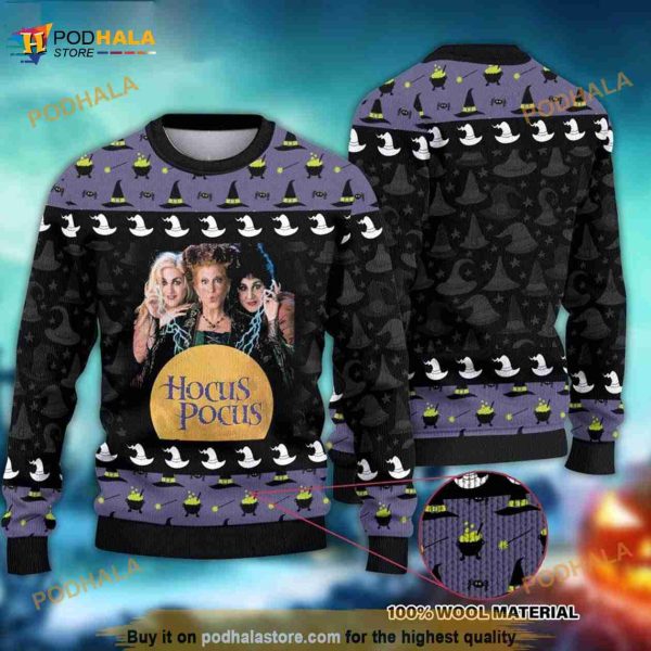 Hocus Pocus Witch Pattern Halloween 3D Sweater