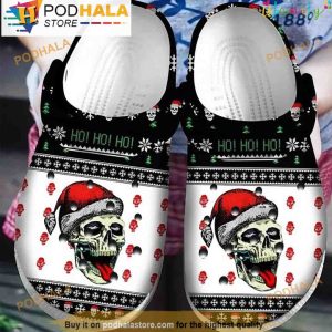Hohoho Skull Ugly Pattern Christmas 3D Crocs, Funny Crocs