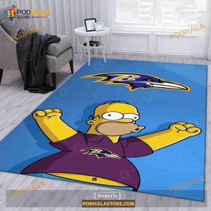 Homer Simpson Vs Baltimore Ravens NFL Area Rug For Christmas Bedroom Rug Home Decor Floor Decor