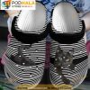 Horizontal Stripes Black Cat 3D Crocs, Funny Crocs