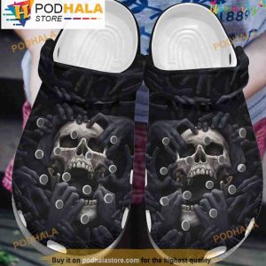 Horror Black Skull And Demons Hands 3D Crocs, Funny Crocs