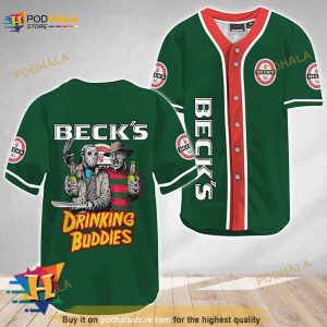 Horror Freddy Jason Drinking Buddies Beck's Beer 3D Baseball Jersey