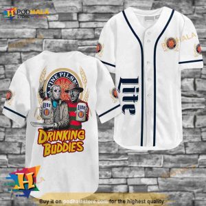 Horror Freddy and Jason Drinking Buddies Whataburger 3D Baseball Jersey -  Bring Your Ideas, Thoughts And Imaginations Into Reality Today