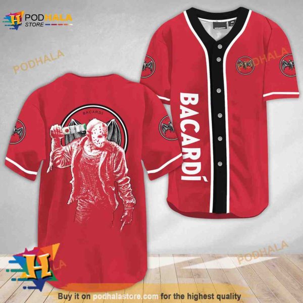 Horror Jason Voorhees Bacardi Rum 3D Baseball Jersey