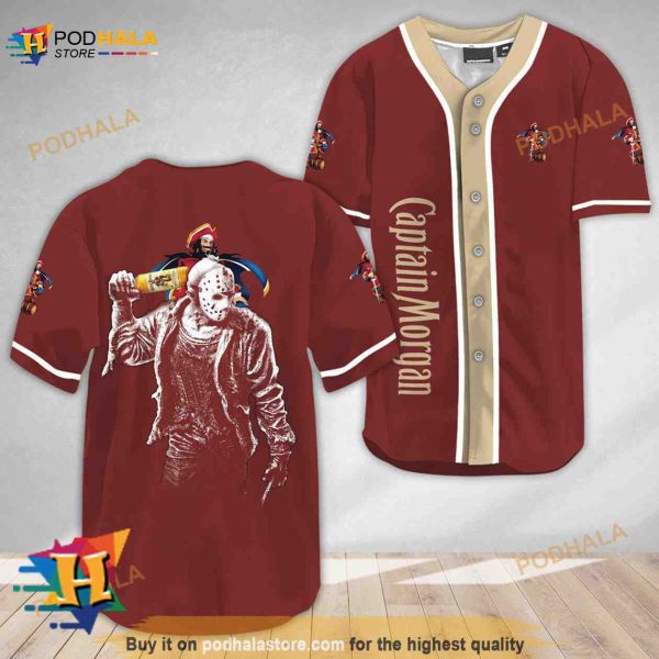 Horror Jason Voorhees Captain Morgan 3D Baseball Jersey