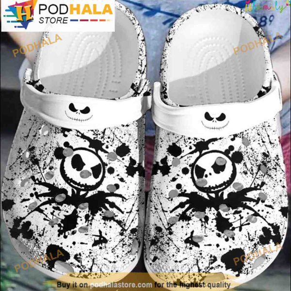 Horror Skellington Splattered Black 3D Crocs Halloween