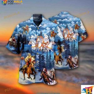 Horse And Santa Love Christmas Hawaiian Shirt, Gifts For Horse Lovers