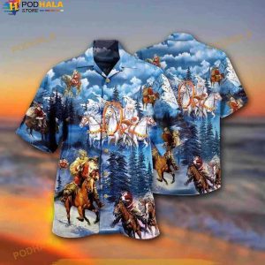 Horse And Santa Love Christmas Hawaiian Shirt, Horse Lovers Gift