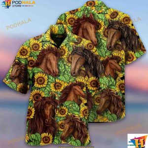 Horse And Sunflowers Amazing Hawaiian Shirt Gifts For Horse Lovers 2