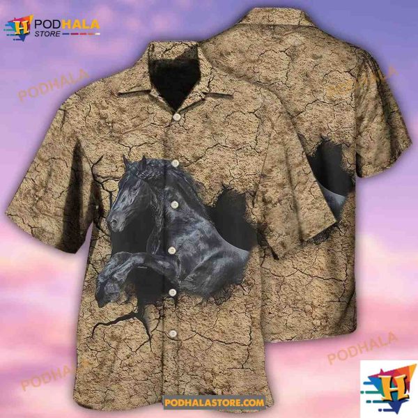 Horse Black Darkness Hawaiian Shirt, Gifts For Horse Lovers