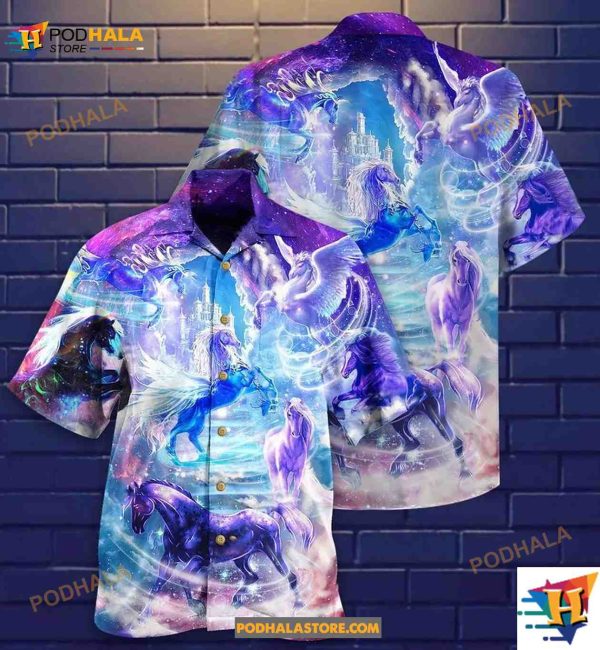 Horse Fly To The Galaxy Hawaiian Shirt, Gifts For Horse Lovers