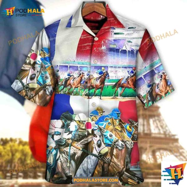 Horse France Horse Racing Amazing Seat Lover Hawaiian Shirt, Horse Lovers Gift