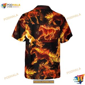 Horse Hawaiian Shirt Flaming Horses Aloha Shirt For Men Gift For Horse Lovers 2