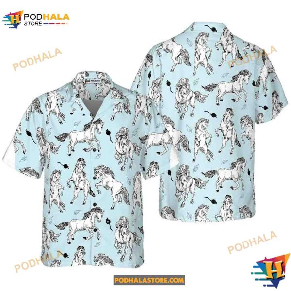 Horse Hawaiian Shirt, Horse Seamless Pattern Aloha Shirt For Men, Gift For Horse Lovers