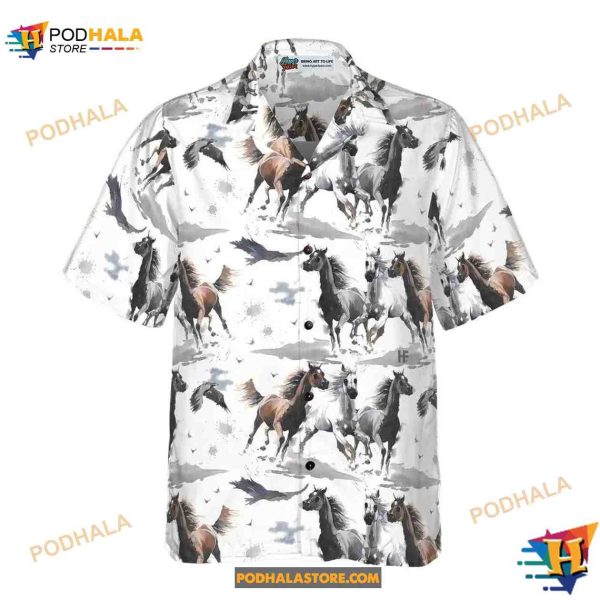 Horse Hawaiian Shirt, Racing Horse Aloha Shirt For Men, Gift For Horse Lovers