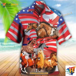 Horse Independence Day American Flag Hawaiian Shirt Horse Lovers Gift 2