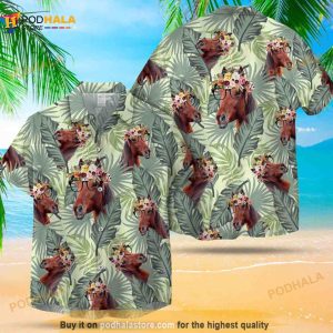 Horse Leafy Funny Hawaiian Shirt, Horse Funny Hawaiian Shirts