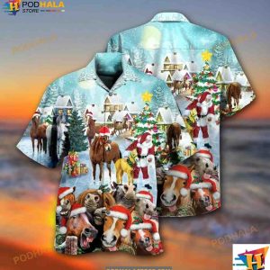 Horse Loves Christmas Very Happy Hawaiian Shirt, Gifts For Horse Lovers