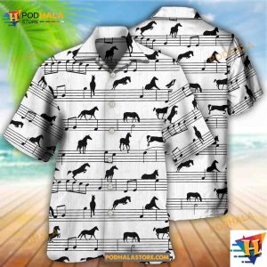 Horse Music Notes Hawaiian Shirt, Gifts For Horse Lovers