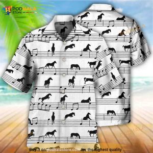 Horse Music Notes Hawaiian Shirt, Horse Lovers