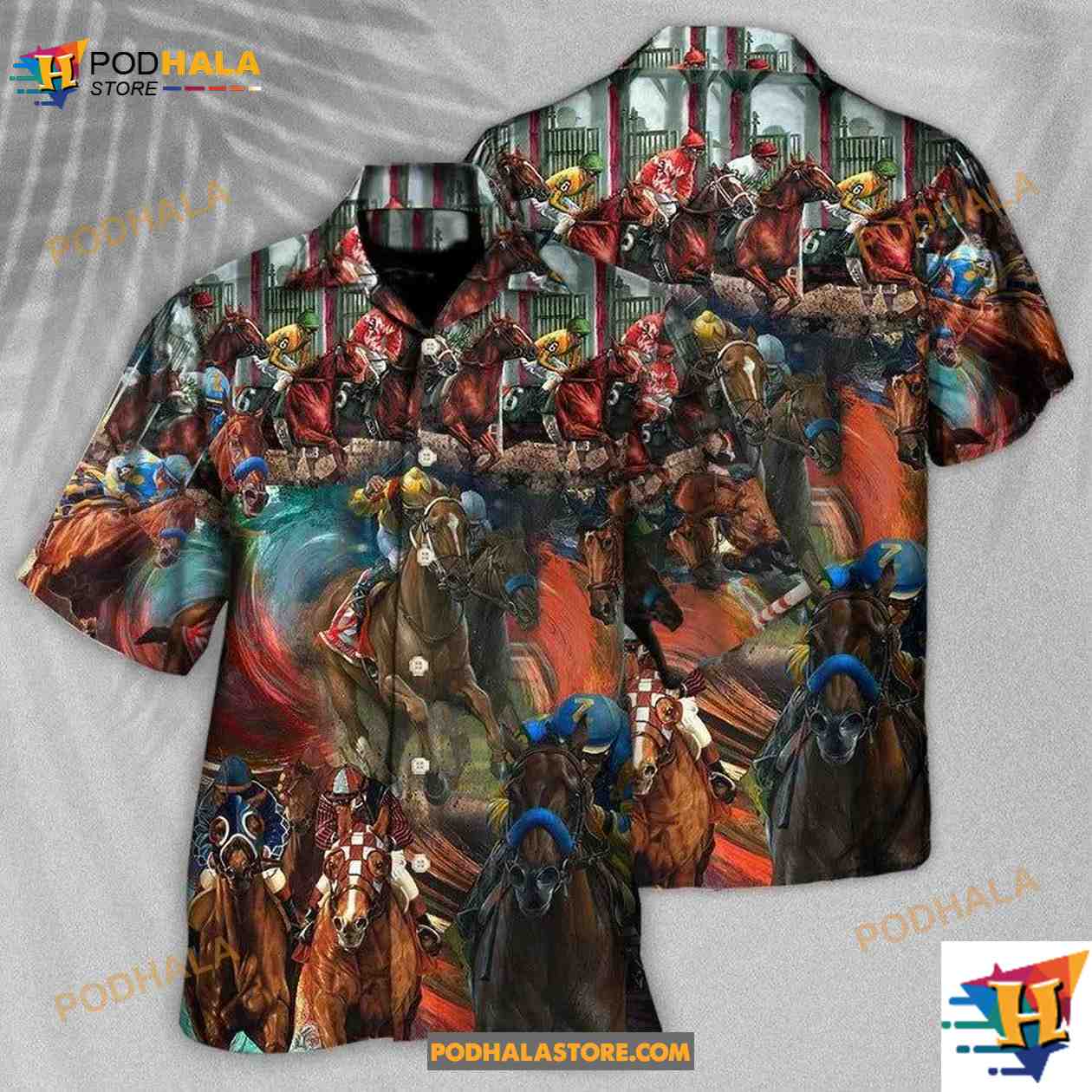 Horse Racing Colorful Aloha Shirt, Horse Lovers Gifts For Horse Racing Lovers