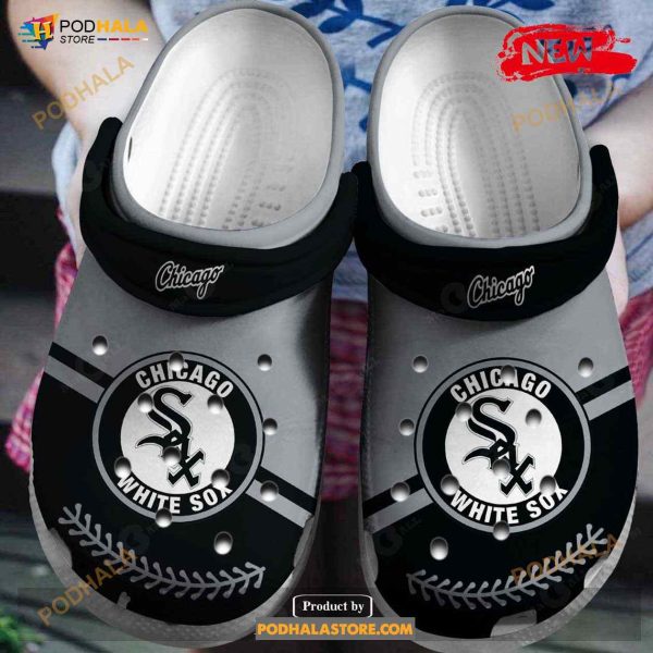 Hot MLB Team Chicago White Sox Grey-black Crocs Clog Shoes