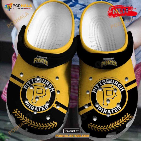 Hot MLB Team Pittsburgh Pirates Yellow-black For Unisex & Kids Crocs Clog Shoes