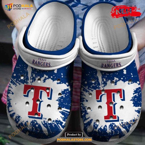 Hot MLB Team Texas Rangers Blue-white For Unisex & Kids Crocs Clog Shoes