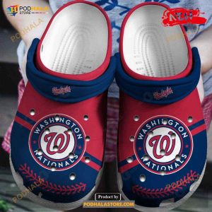 Hot MLB Team Washington Nationals Red-navys For Unisex & Kids Crocs Clog Shoes