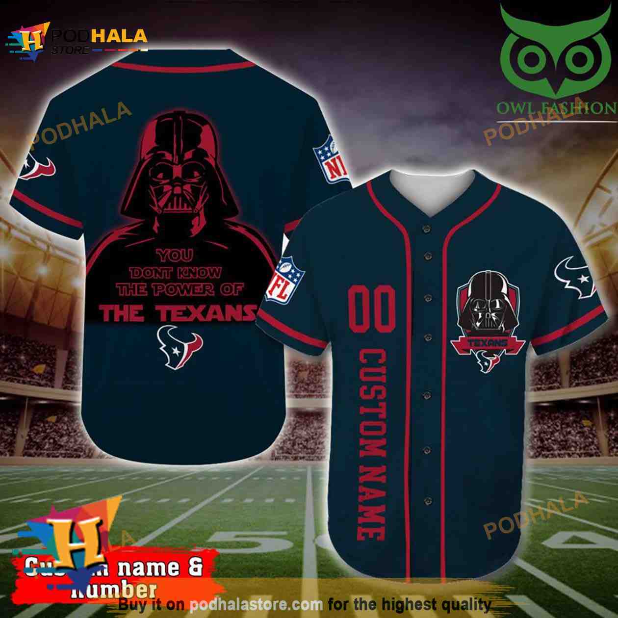 Houston Texans 3D Baseball Jersey Darth Vader Star Wars