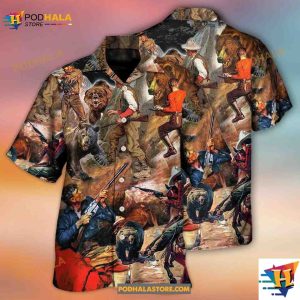 Hunting Bear Cow Boy Cool Art Style Hawaiian Shirt Gift Ideas For Bear Lovers 1