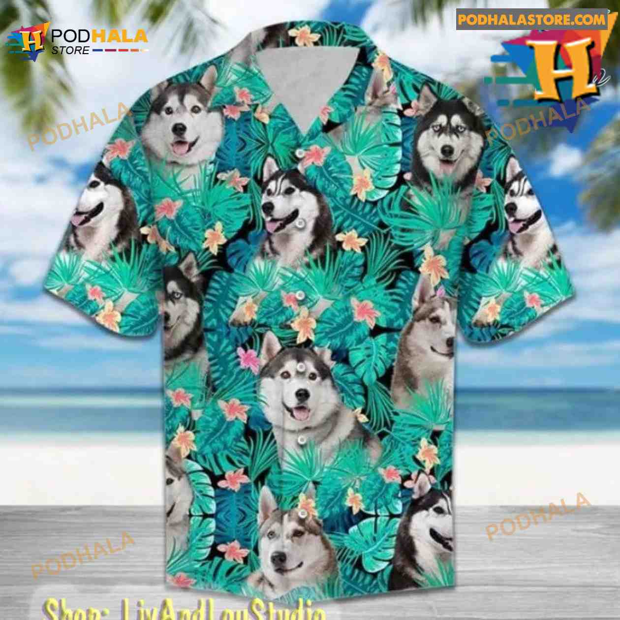 Husky Dog Funny Hawaiian Shirt, Dog Hawaii Shirt Husky Dog Funny Hawaiian Shirt, Dog Hawaii Shirt
