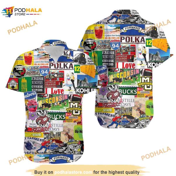 I Love Wisconsin 3d Funny Hawaiian Shirt, Summer Vacation Aloha Shirt